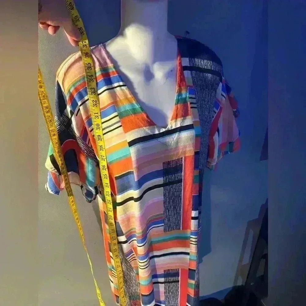 Uncle Frank Multicolor Geometric Short Casual Dress, M - Picture 5 of 8